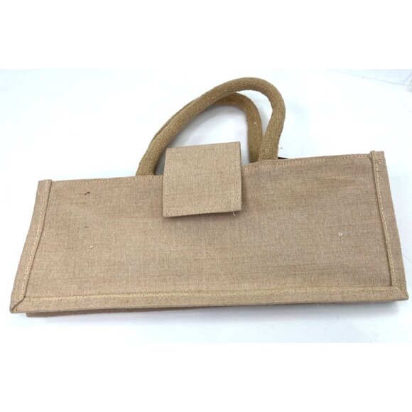 DK Schulman Natural Jute Wine Tote Bag With Dual Handles & Velcro Closure - Picture 1 of 6